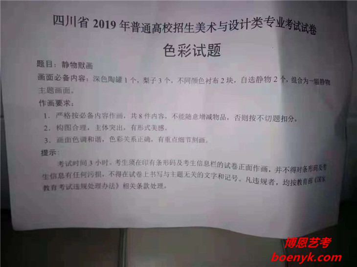 2019年四川美術(shù)統(tǒng)考/聯(lián)考色彩題目