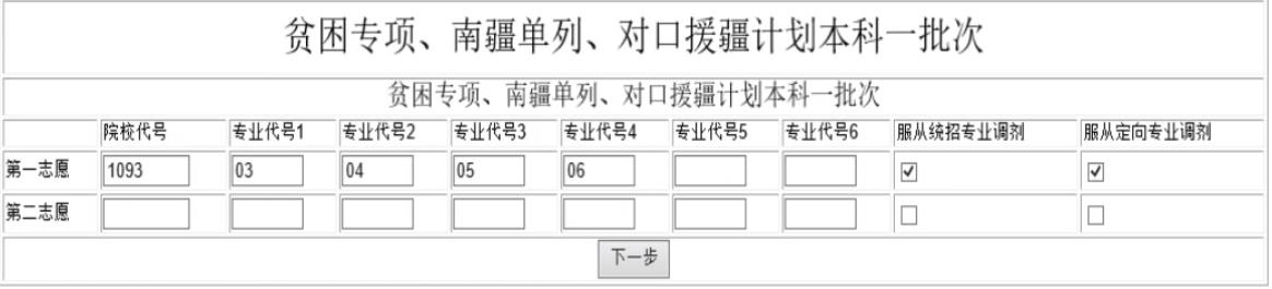 2019年新疆高考貧困專項,南疆單列,對口援疆計劃本科一批次志愿填報表