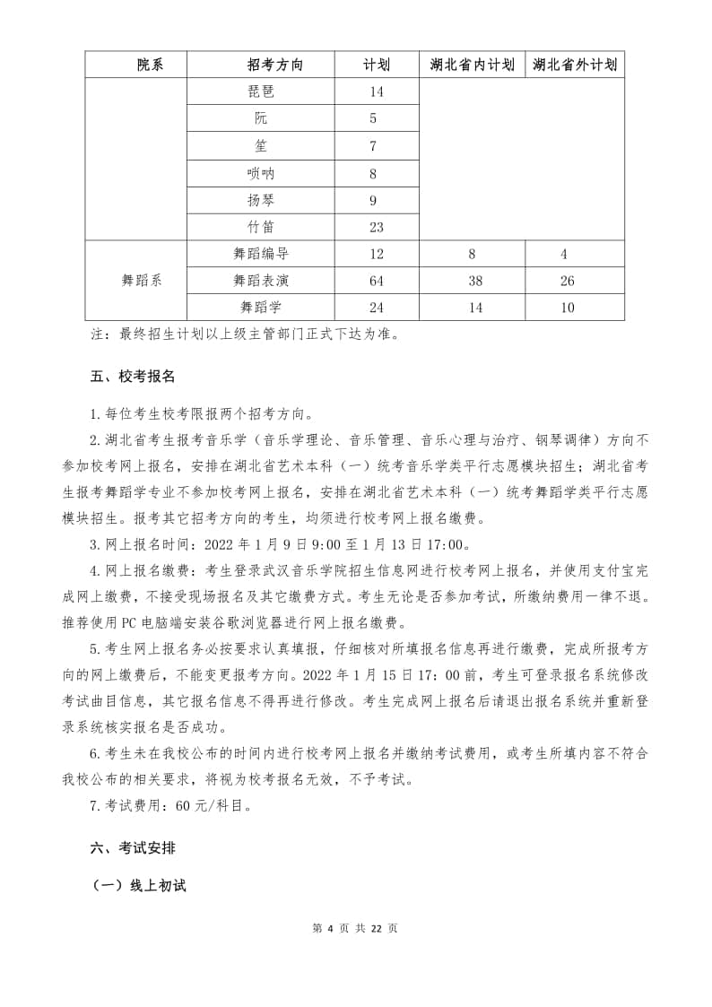 武漢音樂學(xué)院2022年普通本科招生簡章