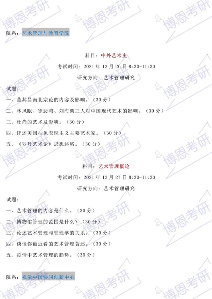 中國(guó)美術(shù)學(xué)院2022年考研真題