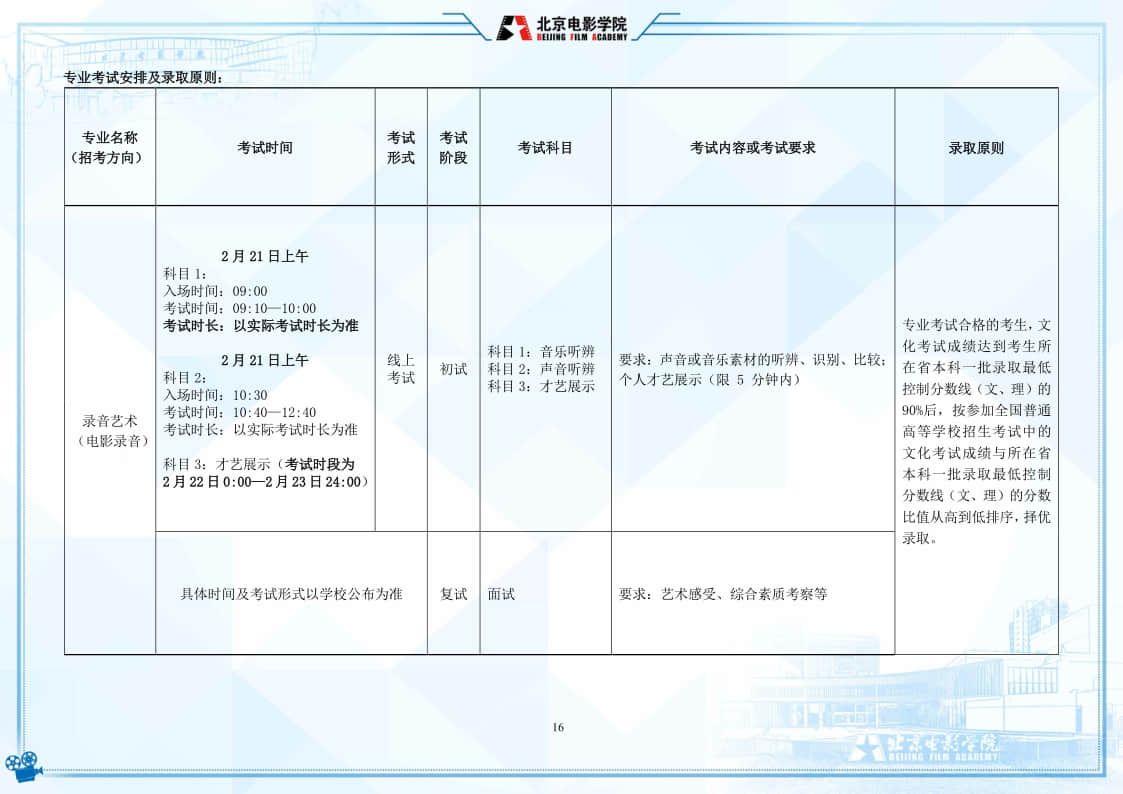 北京電影學(xué)院2022年藝術(shù)類本科、高職招生簡(jiǎn)章