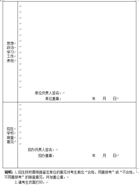 2022年海南省高職分類招生往屆生思想政治品德考核表