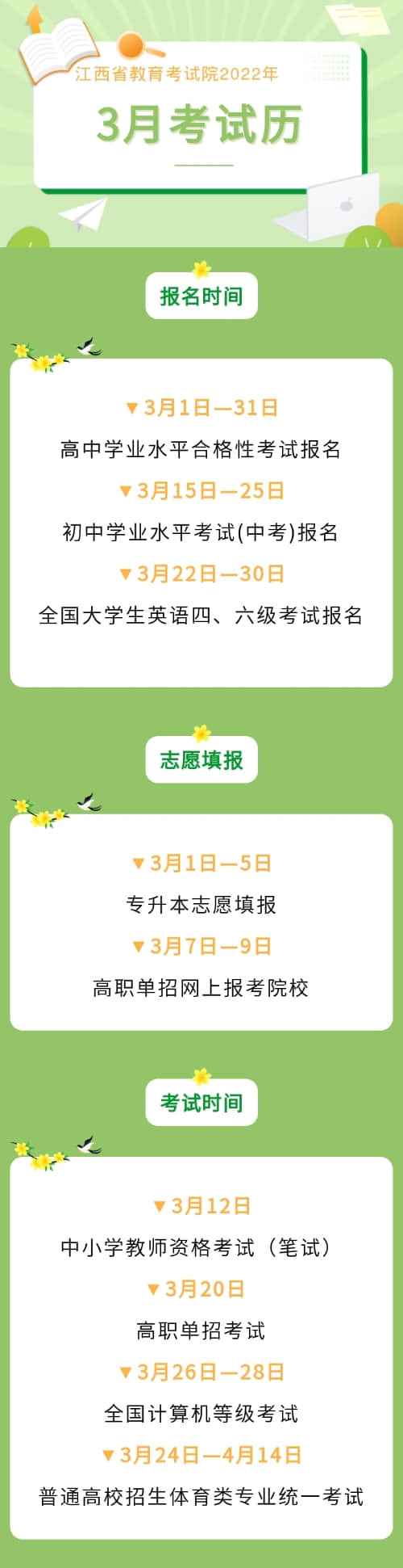 江西：2022年3月考試歷