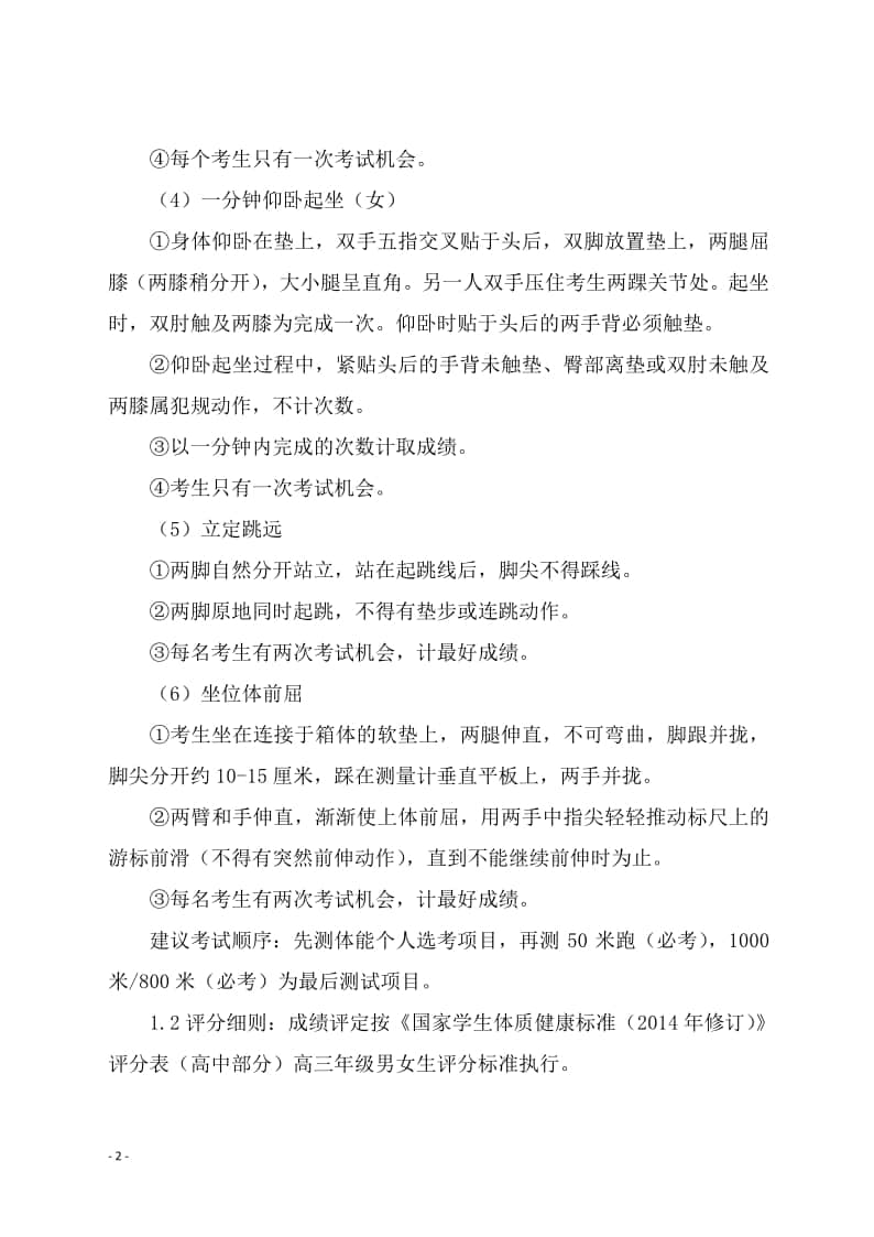 海南省2022年普通高中學(xué)業(yè)水平合格性考試體育與健康學(xué)科技能測(cè)試評(píng)分標(biāo)準(zhǔn)