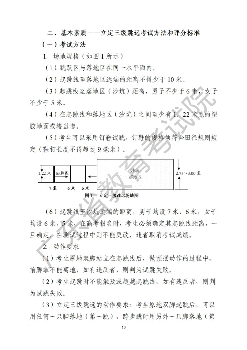 廣東省2023年普通高等學校招生統(tǒng)一考試體育術科考試科目和要求