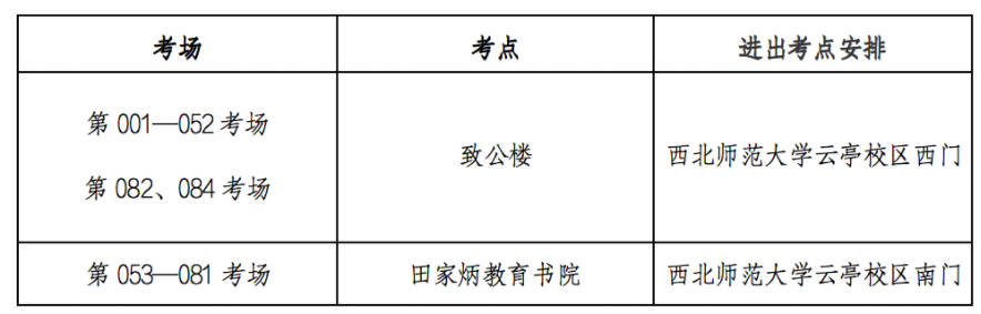 2023年甘肅省普通高校招生戲劇與影視學(xué)類專業(yè)統(tǒng)一考試筆試考場(chǎng)安排